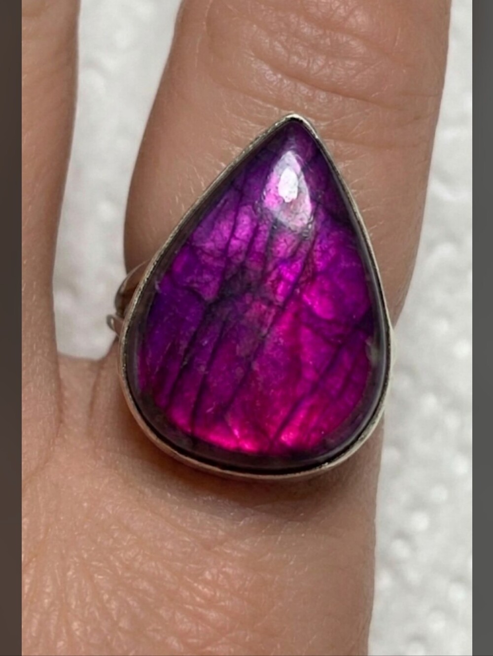 Estate Purple Labradorite Gemstone Ring Sterling Silver 925